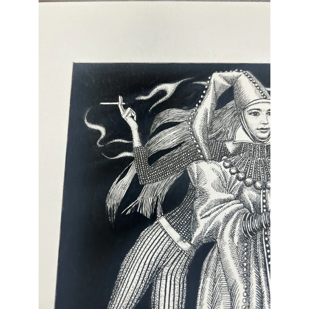Original Alexander Valdman 2002 Signed Pen & Ink Drawing - Theatrical